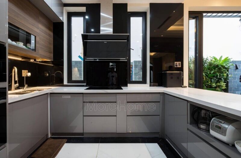Thi công tủ bếp gỗ công nghiệp hiện đại đẹp, cao cấp cho biệt thự vinhomes imperia hải phòng